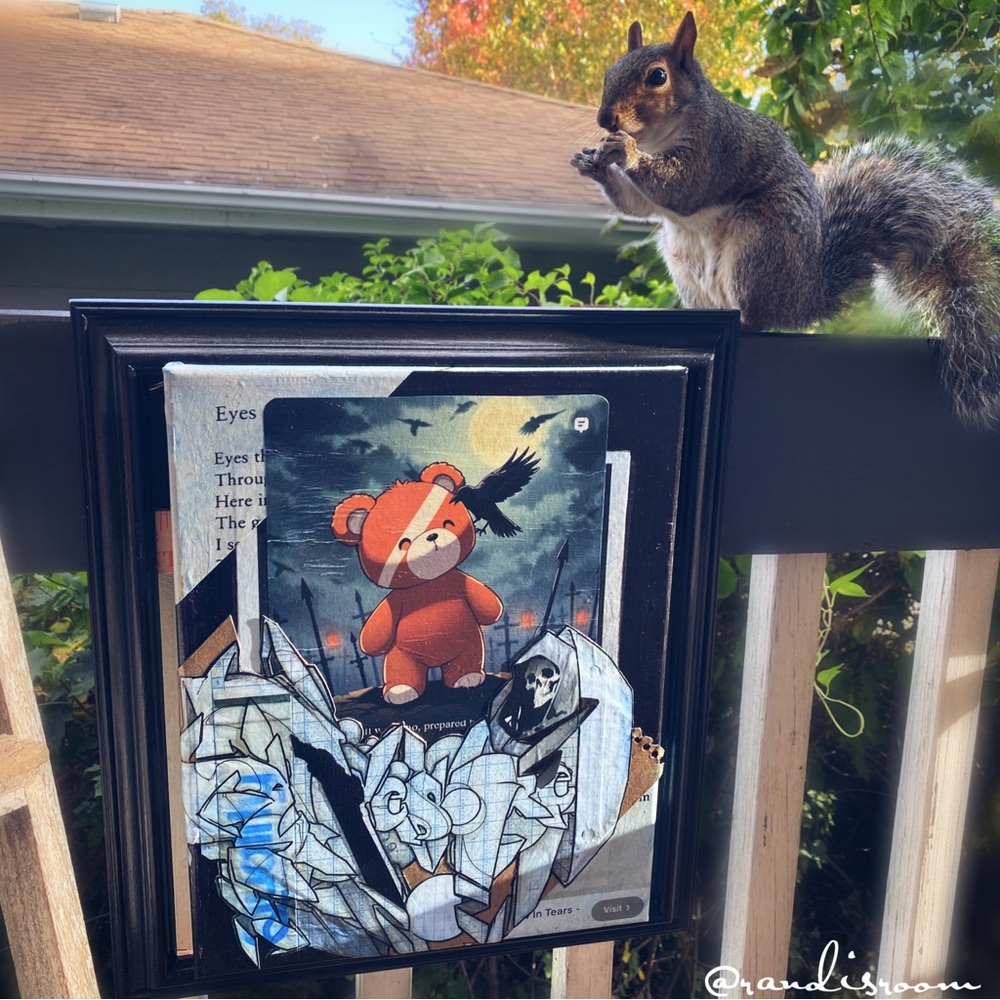 “Bear Crow” Framed Mixed Media Artwork – Graffiti x Pop Surrealism by EYESORE